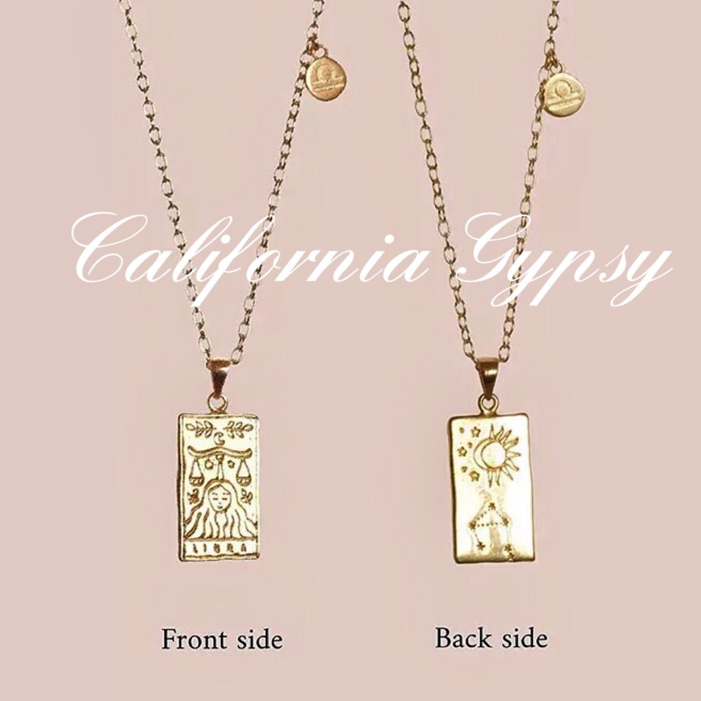 Libra Zodiac Gold Pendant Necklace - Picture 8 of 8